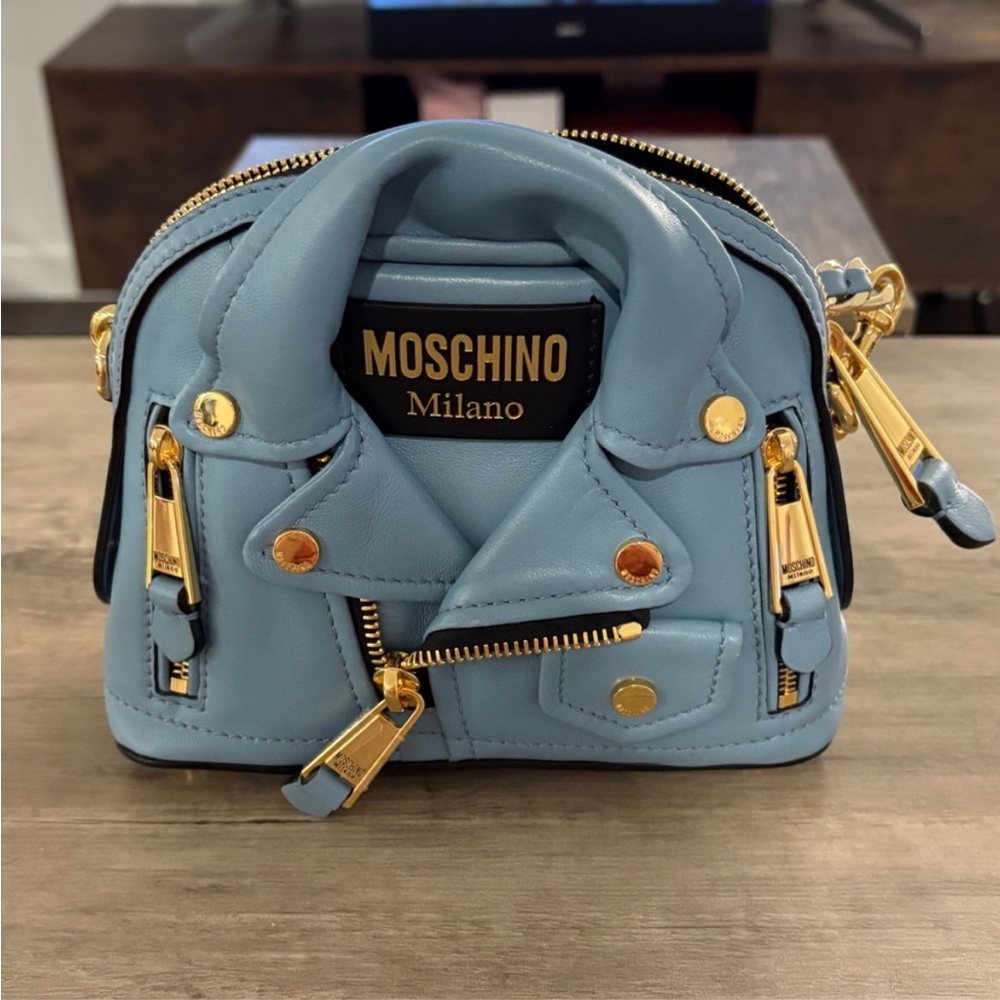 Moschino Blue Mini Biker Jacket Bag - Picture 6 of 11